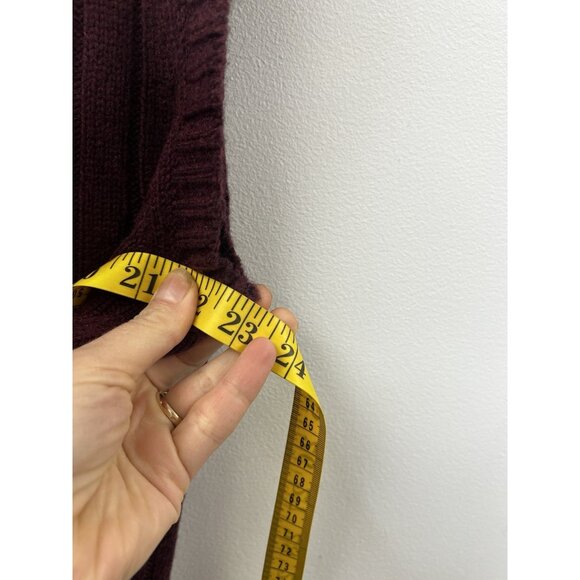 L.L. Bean Mens Sweater Vest Burgundy Red Cable Knit Wool Blend Classic L - Picture 5 of 7